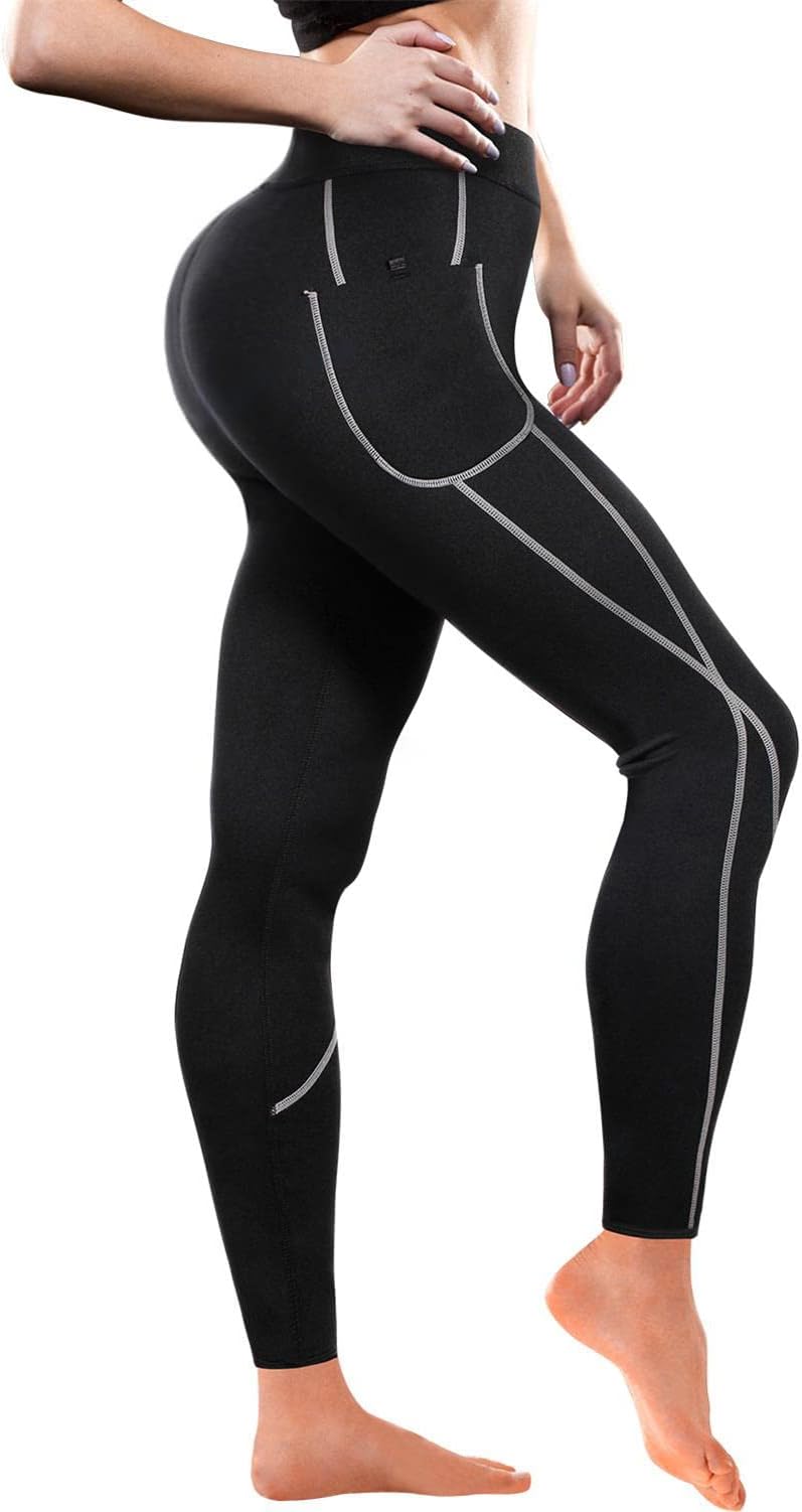 Women Weight Loss Hot Neoprene Sauna Sweat Pants with Side Pocket Workout Thighs Slimming Capris Leggings Body Shaper