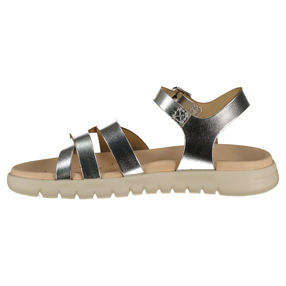 Geox J SOLEIMA Gir Sandales argentées 38 EU, argenté, 38 EU
