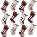 LimBrige Christmas Mini Stockings, 12 Pack 9 inches Knit Knitted Stripe Rustic Holiday Decorations, Goodie Bags for Family Friends, Cream Burgundy