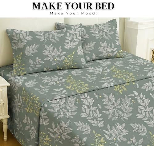 Image of VAS COLLECTIONS Cloud Cotton Double Bedsheet Combo Pack of 2 with 4 Pillow Covers, 210 TC Soft Breathable Cotton Double Bed Sheet Set, Floral Printed Bedsheet for Double Bed, 90 x 100 in (1, Multi B)