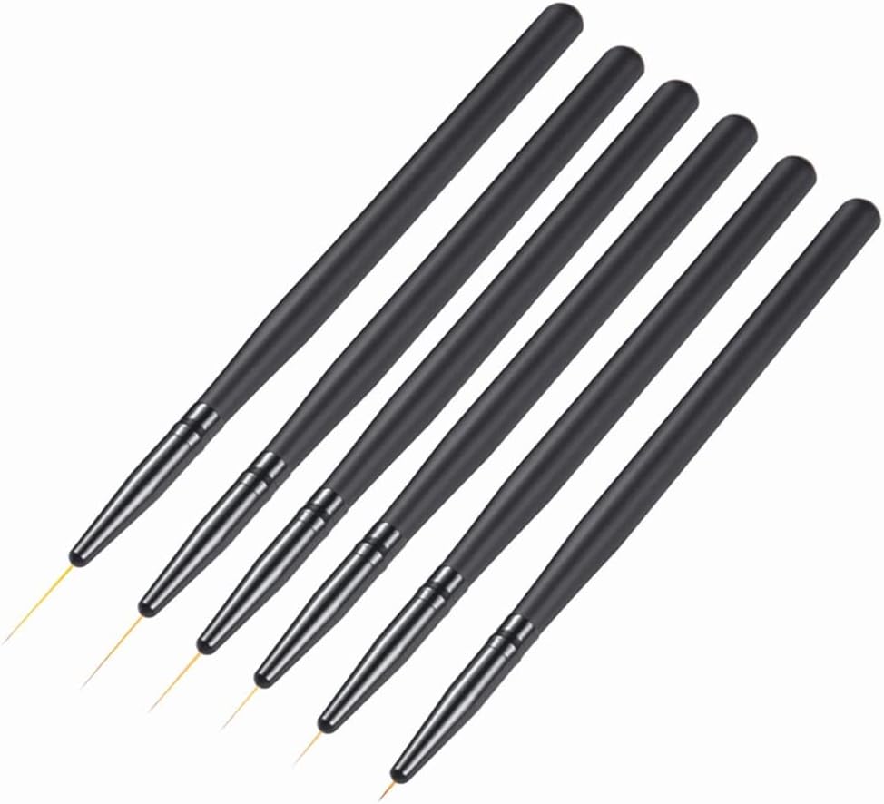 6/9/12/15/18/24mm 6Pcs Nail Art Brush Manicure Liner Painting Flower Gel Polish Tips Pen DIY Grids