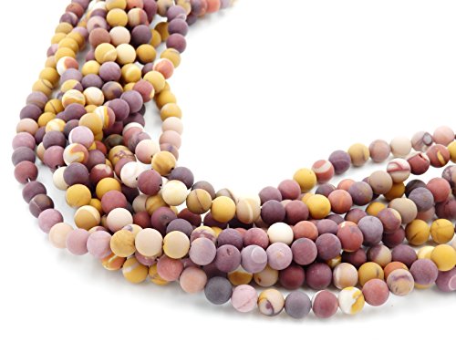 Matte Gemstone Beads For Jewelry Making, Sold Per Bag 5 Strands Inside (Matte Mookaite, 6Mm) #TOP3