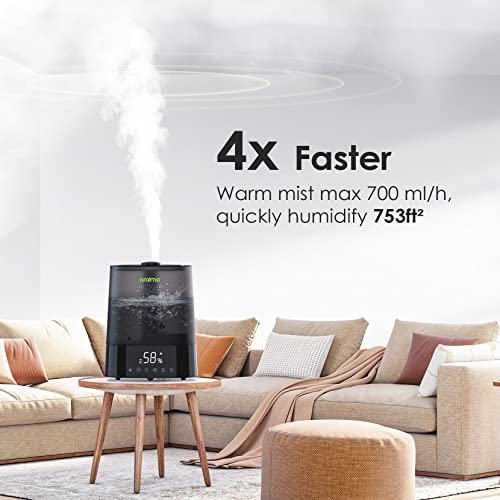 Oraimo Humidifiers for Bedroom Large Room, 6L Top Fill Cool and Warm