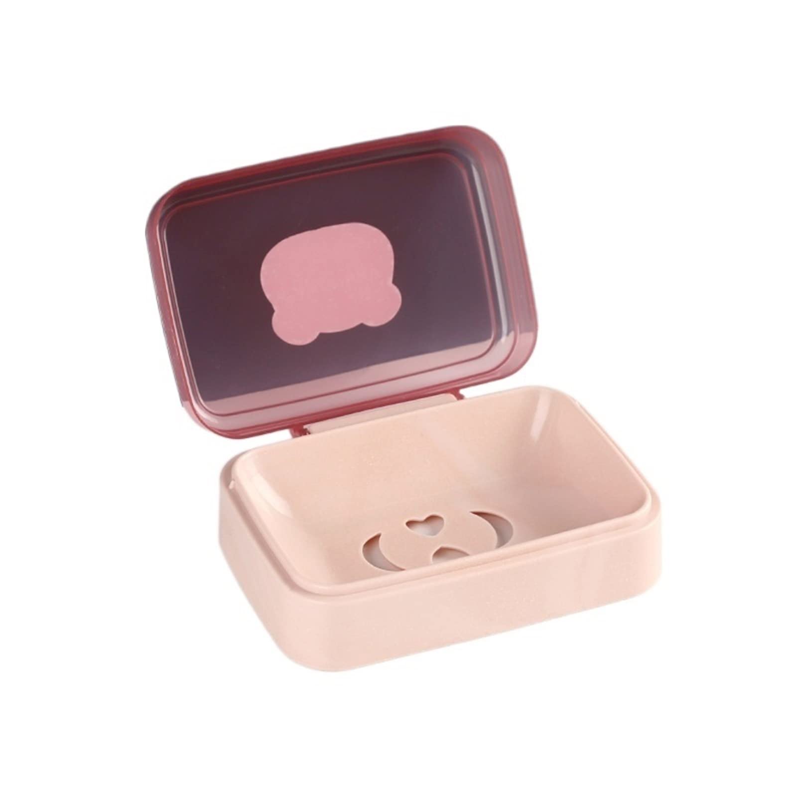 JINGYAN Soap Dishes Soap Dish With Lid, Flip-top Rack, Travel Portable(Pink)