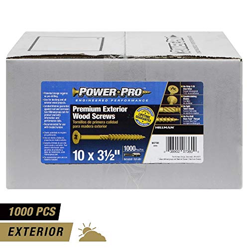 Power Pro 967781 Wood Screws, #10 X 3-1/2", Premium Outdoor Deck Screws, Rust Resistant, Epoxy Coated Bronze, 1000Pcs Box #TOP1
