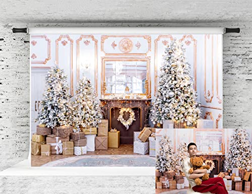 Kate Christmas Indoor Interior Photography Backdrop Luxury Christmas Indoor Decoration Background Portrait Photo Booth Props, 10x6.5ft