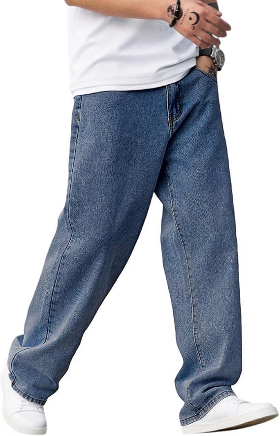 Image of Baggy Jeans for Men Y2K Streetwear Vintage Wide Leg Loose Fit Denim Pants Hip Hop Skater Carpenter Jeans