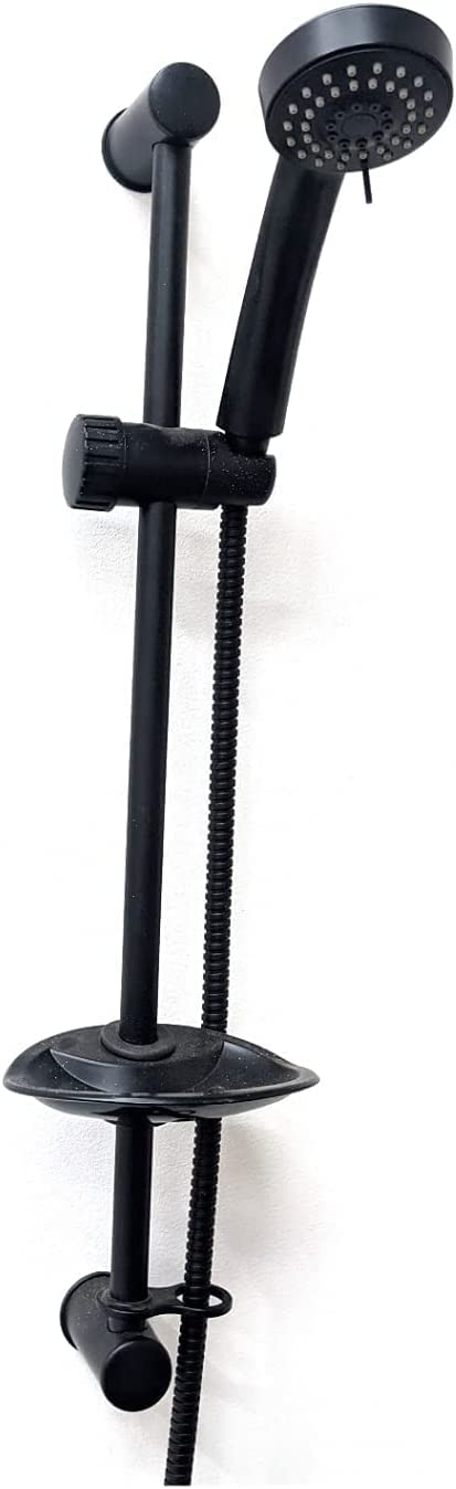 Ara Choice Matt Black Shower Riser Kit - Rails Riser Adjustable - Shower Head And Hose Pipe - Rainfall Handheld With Fittings And Holder Riser For Shower Set (Matt Black)