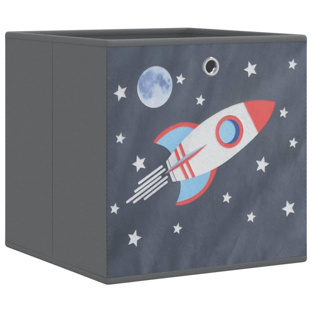 vidaXL Foldable Storage Boxes - 4pcs Grey Non-Woven Fabric Cube Bins w/Round Eyelets - 32 x 32 x 32 cm