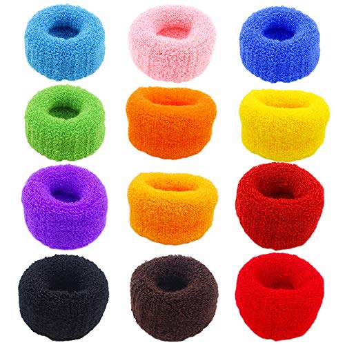 TODEROY 12 Pcs Towel Scrunchies, Colorful Large Hair Ties, Strong Elastic Hair for Ponytail Holder, Hair Accessories Ropes Scrunchie for Women & Girls, Solid Color Hair Band Set (Multi-colored)