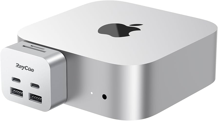 【M4/M4Pro】RayCue Macmini Hab&Stand DK5A1 RayCue New M4/2024 Mac Mini Hub & Stand with NVMe/ M.2 SATA