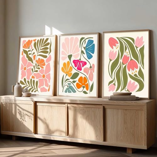 Image of kotart Painting Boho Wall Art Home Decoration Paintings With Frame For Living Room Bed Room Hotel Wall Decor Digital Reprint Set of 3 (10X13 inch)
