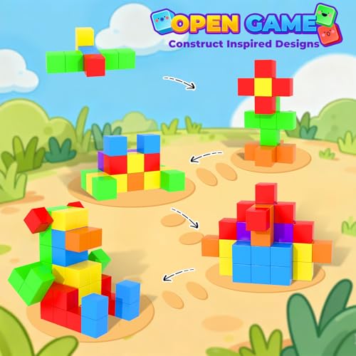 Image of Magnetic Blocks Mini Travel Essentials Toddler Toys with Case Set, Kids Magnet Building Blocks Sensory Montessori Autism Toys for 3+ Boys & Girls Birthday Gifts