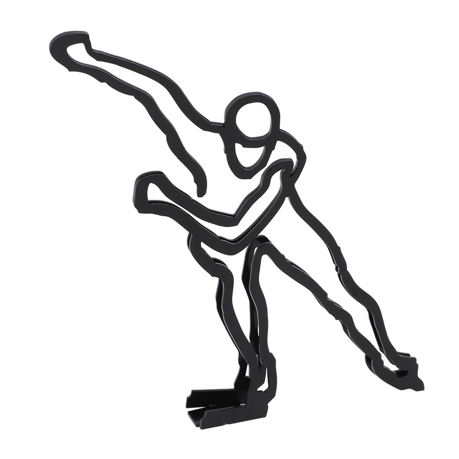 Jiawu Athlete Line Figure Statue, Black Minimalist Geometric Frame Lines Character Sculpture for Home for Desktop (Speed Skating)