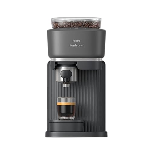 Philips Baristina Espresso Machine, Grind, Tamp & Brew Coffee Beans in One Swipe, Compact, 16 Bar Pump Pressure, Automatic Grinder, Black with Black Portafilter (BAR300/60) - Espresso Machine - Black