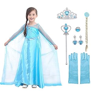 URAQT Disfraz de Princesa, Traje del Vestido, Traje de Princesa de la Nieve Vestido Infantil Disfraz de Princesa de Niñas para Halloween Traje Fiesta Cosplay