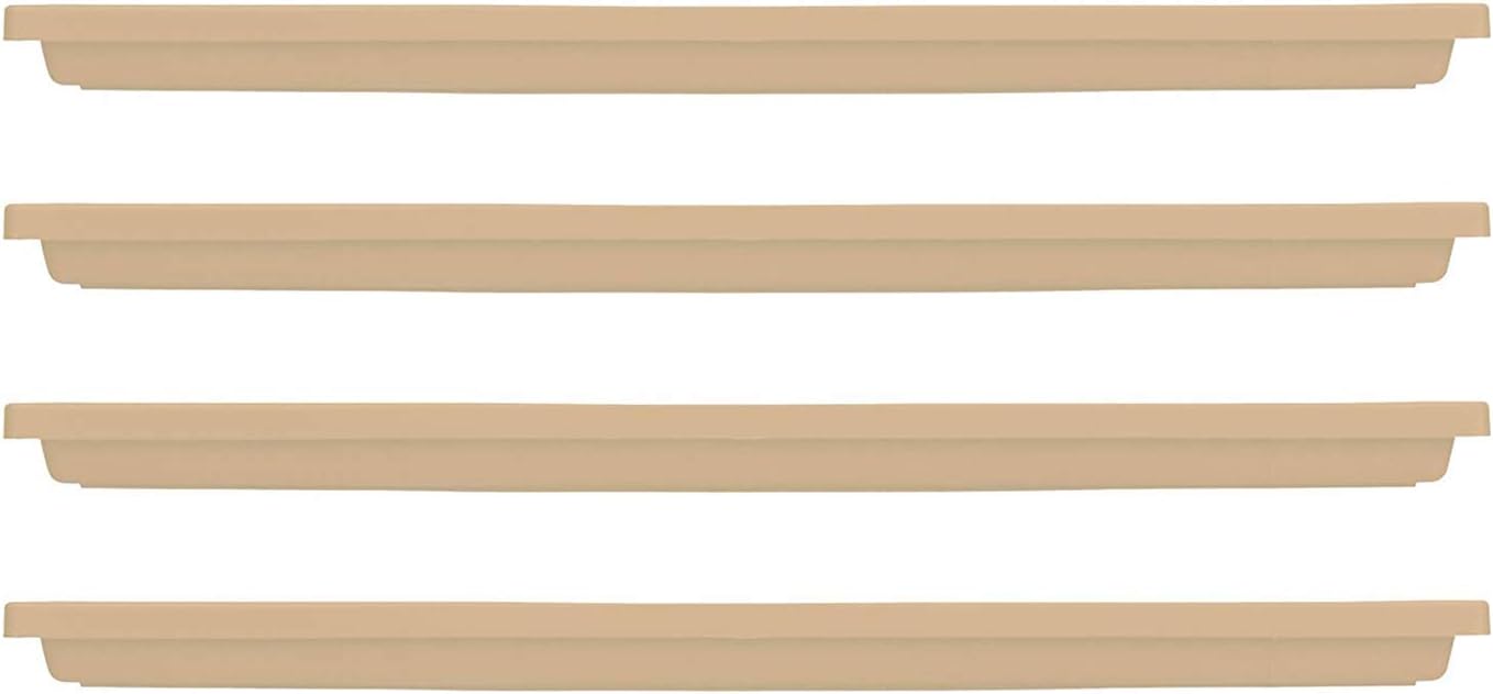 HC Companies Farmhouse Venetian 30 Inch Rectangular Flower Box Plant Saucer Drip Tray, Sandstone Tan, 4 Pack