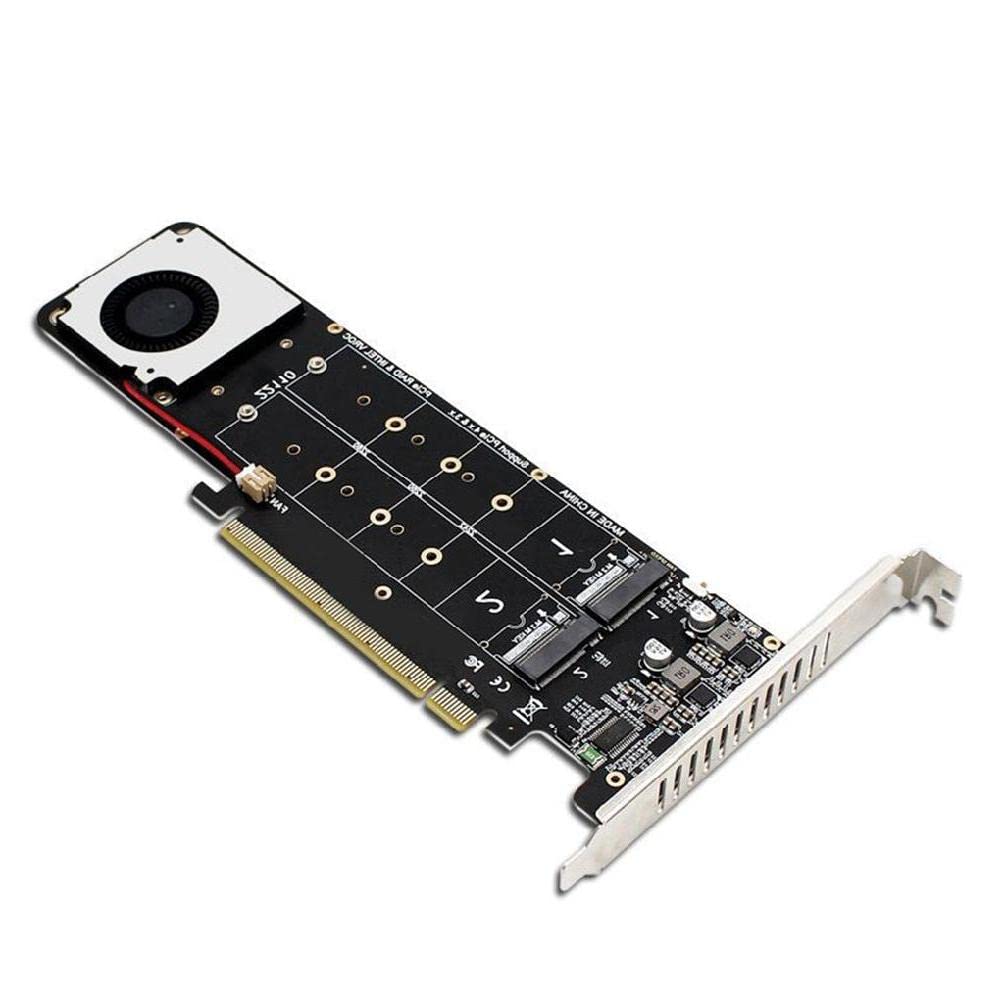 14000Mb/s NVME Adapter M.2 NVME M Key to PCIE 4.0 X16 Expansion Riser Card RAID 0 Full Speed Support