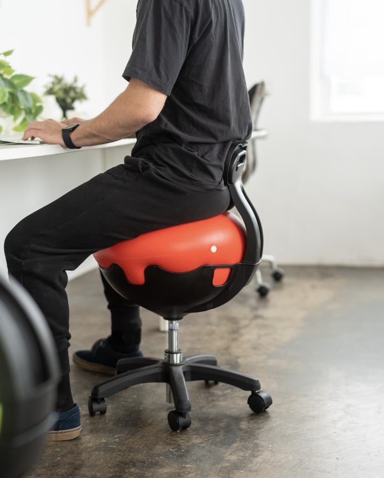 Aeromat Yoga Ball Chair for Office - Height Adjustable Exercise Ball Chair for Office - Yoga Chair for Spine Alignment - Ball Chair for The Office with Back Desk Ball Chair for Workspace (Green)