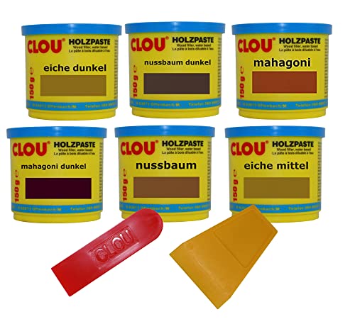 CLOU Holzspachtel (6 x 150g, dunkel)
