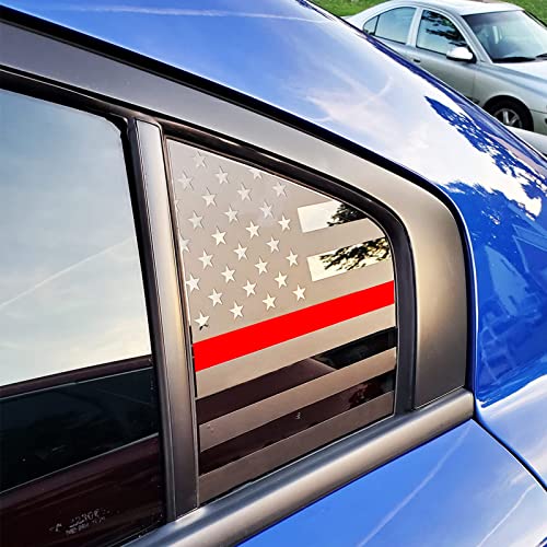 Image of Xinghe for Dodge Charger 2011-2022, Rear Side Window American Flag Decals, 2pcs Matte Black USA Flag Decal for Truck Back Window, Waterproof Vinyl, Durable and Easy Remove Truck Decal (For Dodge Charger 2011-2022, Matte Black Thin Red Line)
