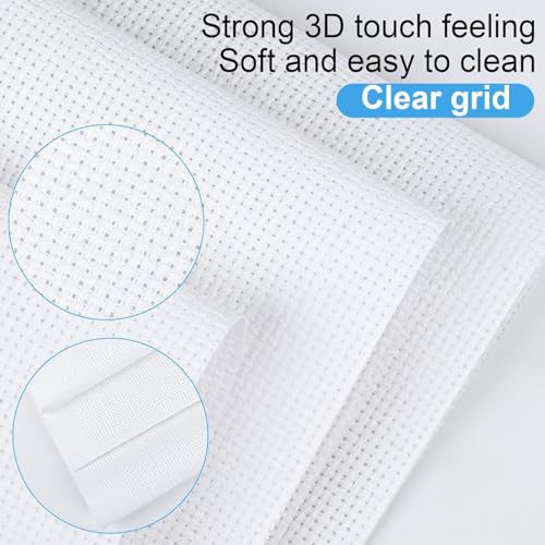 Image of 6 PCS Cross Stitch Aida Fabric 14 Count, 18 by 12 Inch, Classic Reserve Cross Stitch Aida Cloth for Home DIY Embroidery Decoration, White