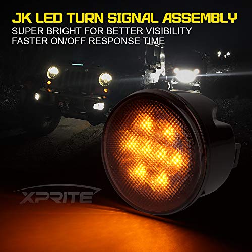 Image of Amber Smoked LED Turn Signal Lights w /Parking Compatible with 07-18 Jeep JK