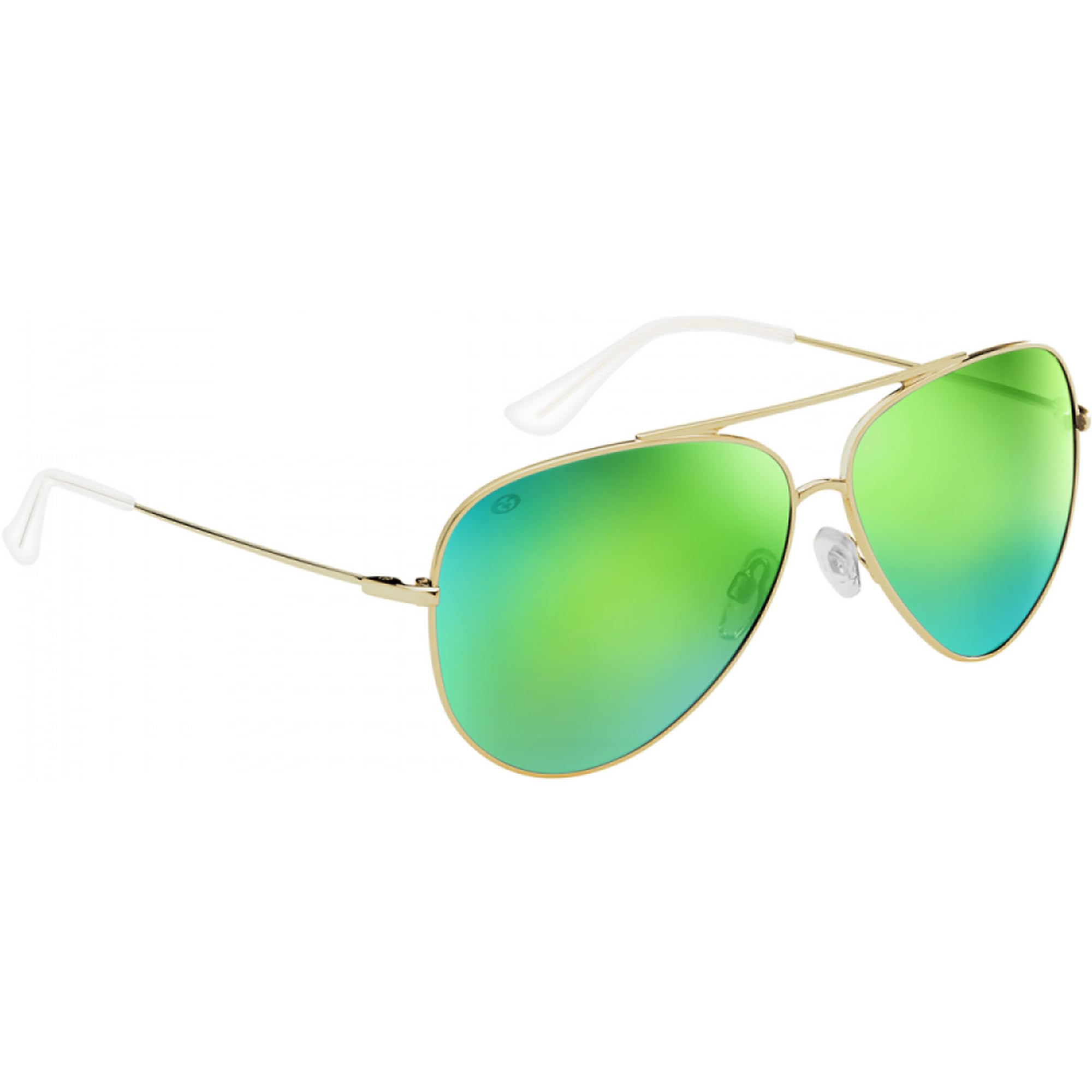 Flying Fisherman Crew Polarized Sunglasses, Gold Frame, Amber-Green Mirror Lens, Occhiali da Sole polarizzati Unisex-Adulto, Cornice d'oro/Lente a Specchio Verde Ambra, M