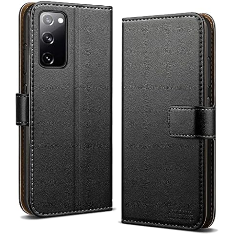 HOOMIL MagFlip Series Designed for Samsung Galaxy S20 FE Case, Premium Leather Flip Wallet Phone Case with Card Holder - Black Cover