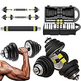 AKT Mancuerna Conjunto (1 PAR) - 15/20 / 30KG Kit Combinado de Mancuerna & Barra Peso Ajustable para Gimnasio en Casa Entrenamiento Fitness Body Building Equipment, Paquete de Maleta,2x10kg