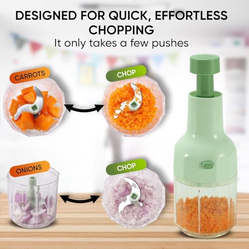 Image of Chopper for Kitchen Use LUMONY 1100ml Push Chopper Vegetable Chopper for Kitchen Manual Hand Press Push Chopper with 5 Blades for Effortless Chopping Vegetables & Fruits Chopper Mixer Cutter