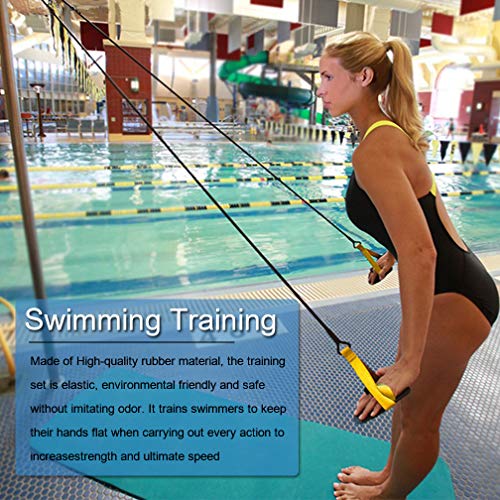 KIKIGOAL Swimming Arm Strength Trainer Swim Paddle Fins Professional Freestyle Swimming Arm Trainer Elastic Band for Swimming Training (Heavy Weight 80IBS) - Thumbnail 2