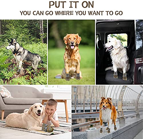 Image of PETANGEL HCpet Dog Boots for Hardwood Floor | Breathable Dustproof Dog Shoes | Dog Booties with Reflective Anti-Slip Sole | Outdoor Paw Protectors with Rubber Soles for Hiking and Running (Size: 6)