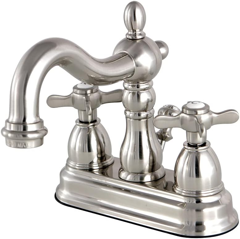 Best Cyber Deals 🔥 Kingston Brass KS1608BEX 4" Centerset Lavatory Faucet with Brass Pop-Up, Brushed Nickel, 4-3/4" In Spout Reach