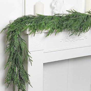 Christmas garland Real Touch Norfolk Pine Christmas Garland - Afloral Original 2.7m for Table, Mantle, Wall Decor(1.8m)