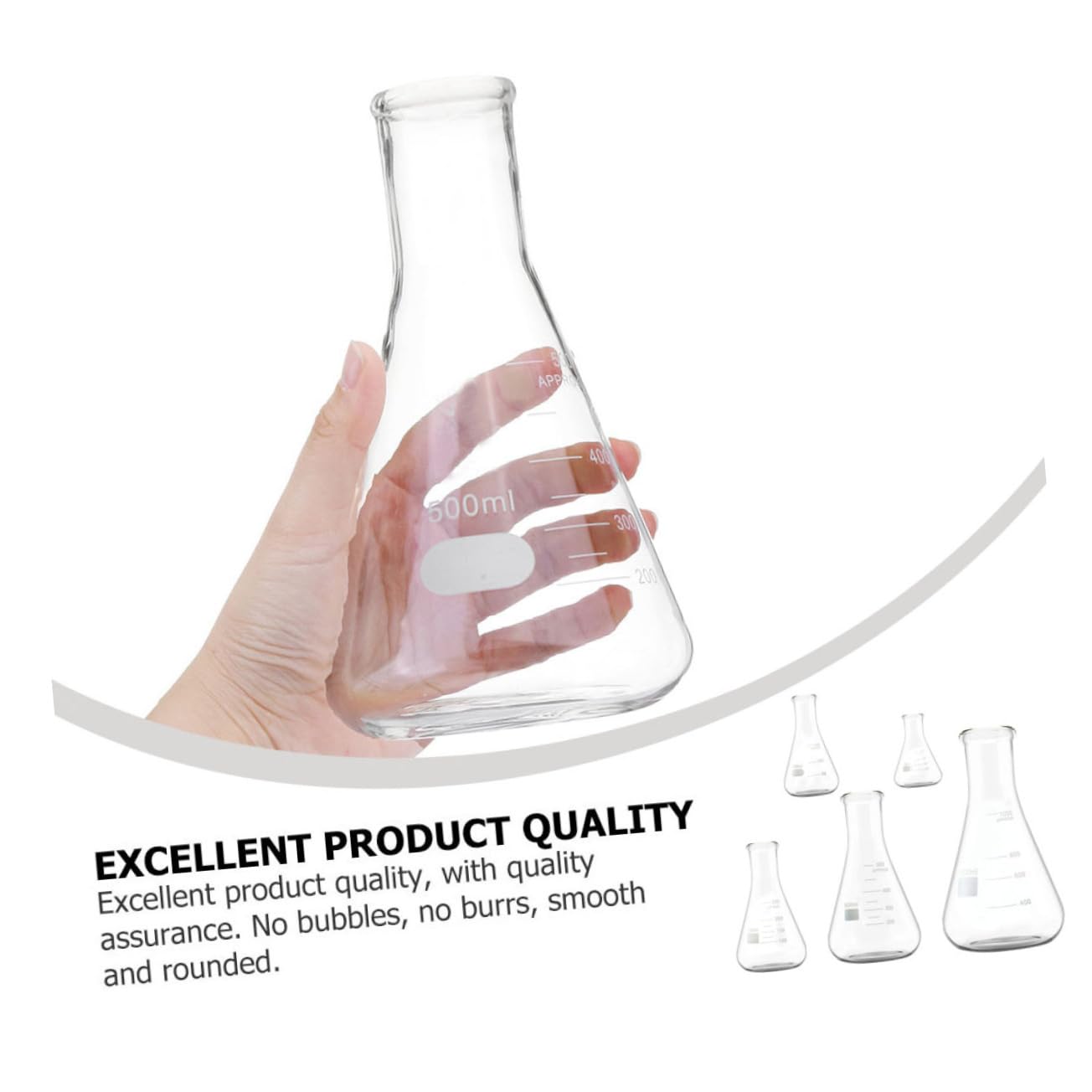 5piezas Frascos Cónicos De Borosilicato De Erlenmeyer Para Experimentos Científicos Capacidad De Accesorios De