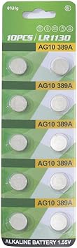 AnonShinsen 10pcs AG1 AG3 AG4 AG10 AG13 Alkaline Button Cell 1.55V LR1130 LR41 LR44 Button Cell Watch Toy