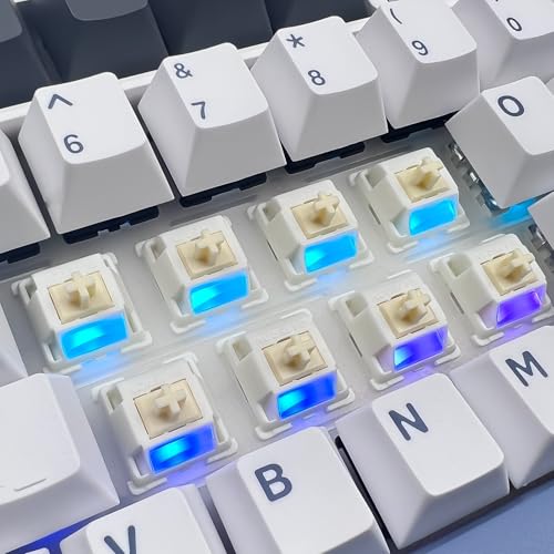 Image of Gateron Cream Keyboard Switches,Dual-Stage Spring RGB Pre-lubed 5-Pin Tactile Switches Full POM with Light Guide Pole for MX Mechanical Gaming Keyboard(108Pcs,Cream)