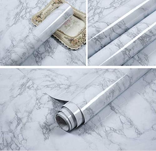 LEEYA Marble Contact Paper 15.8''X78.7'' Removable Adhesive Faux Decorative Wallpaper Gloss Vinyl Film for Countertop Cabinet Furniture Waterproof