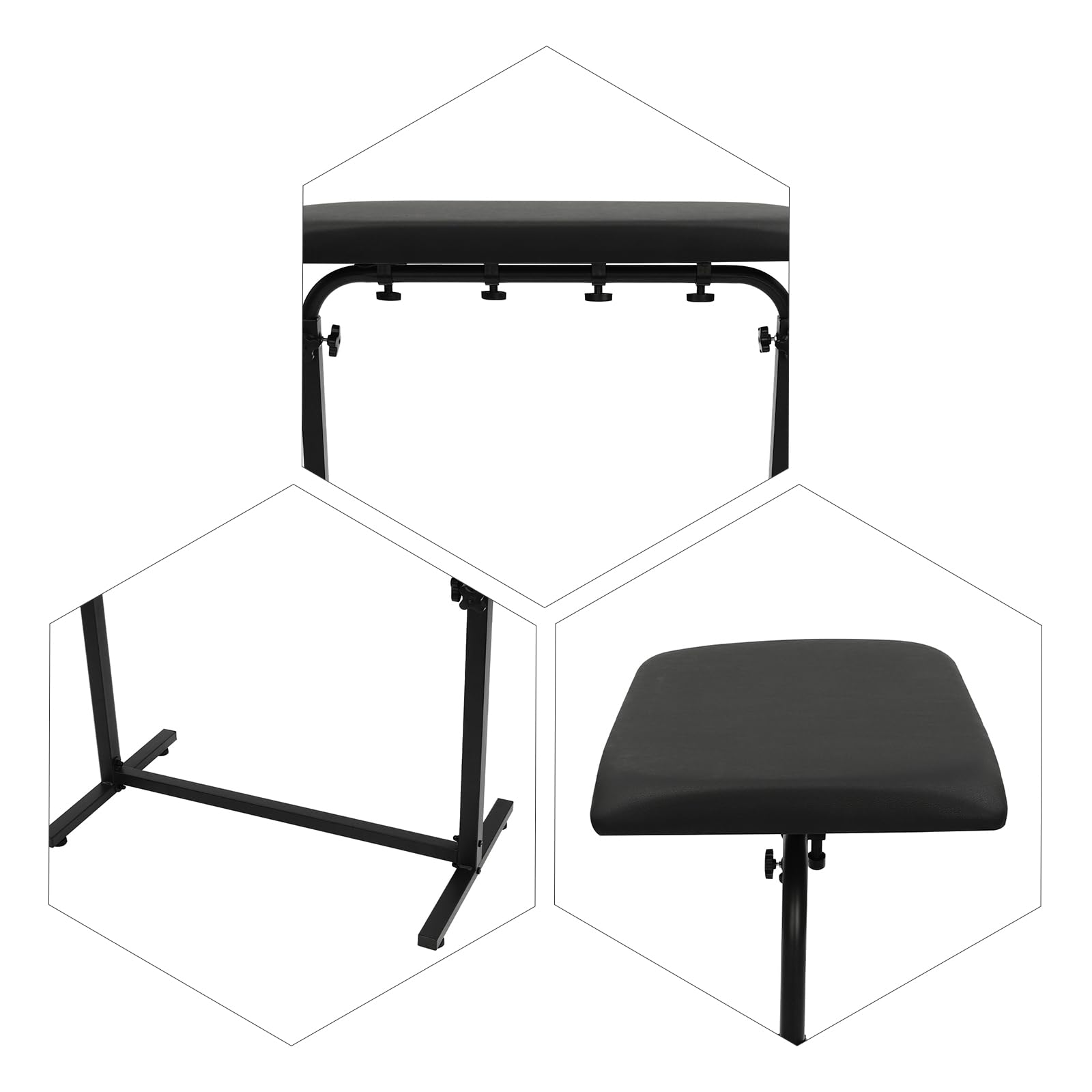 Tattoo Armlehne, Armlehnenhalterung Beauty Salon verstellbar 340° drehbar, Maniküre Armauflage mit gepolsterter PVC-Polsterung, stabile Friseur Armlehne bis 80kg, höhenverstellbar 67-100cm, Schwarz