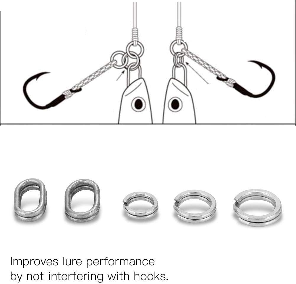 VGEBY 200 Pcs Split Ring, Stainless Steel Fishing Tackle Ring Chain Connector Fish Hook Supplies
