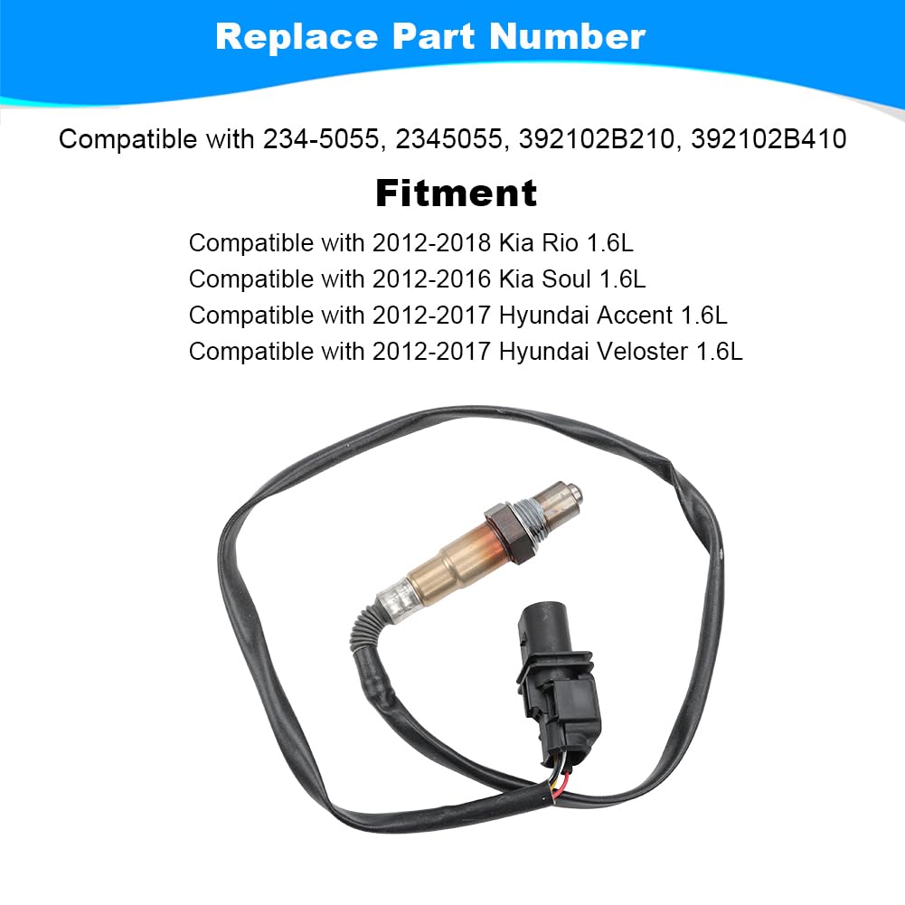 JDMON 1PCS Oxygen O2 Sensor Upstream Replacement for 2012-2018 Kia Rio, Soul, 2012-2017 Hyundai Accent, Veloster 1.6L Compatible with 234-5055, 2345055, 392102B210