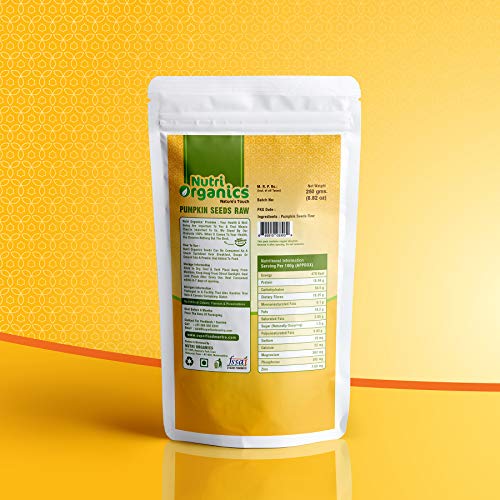 Image of NutriOrganics Raw Pumpkin Seeds for Eating g, Immunity Booster Jumbo Pumpkin Seeds, 500 gram (Pack of 3)