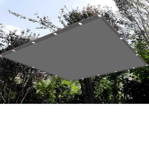 Voile d'ombrage 6.6x7 m en polyester gris clair avec oeillets de fixation pour extérieur - 2