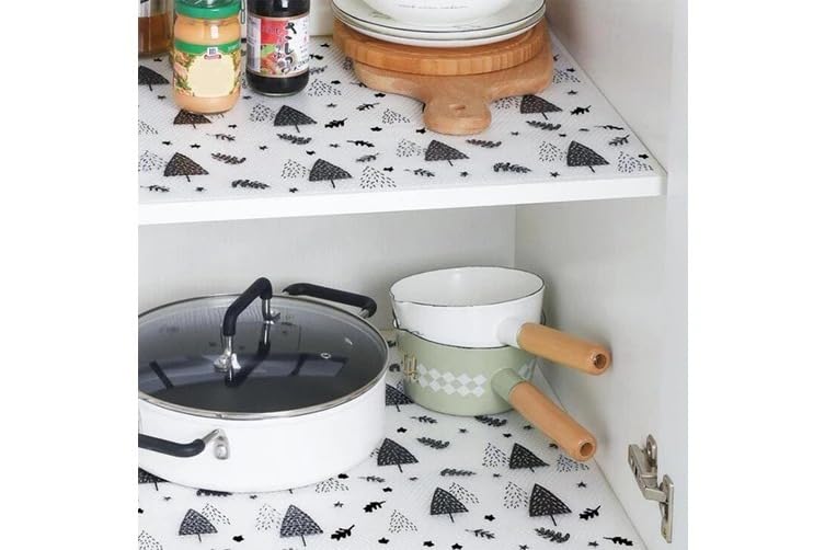 Image of ElastPro (45 cm X 3 m) Printed Shelf Liners for Kitchen Shelves, Drawer Mat, Shelf Liner, Fridge Mats, Kitchen Cabinet Drawer Mat Liner (Christmas Tree Print)