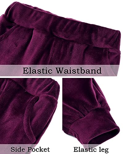 SEAUR Girls Casual Velour Tracksuit Velvet Sweatsuit Zip Up Hoodie and Jogger Set 2 Piece Athletic Outfits3