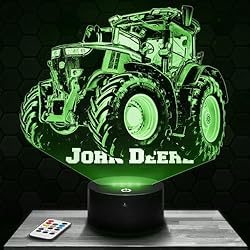 Lampara Mesilla De Noche Niños Lámpara de mesilla de noche, luz nocturna táctil J.Deere tractor agrícola lámpara LED ilusión 3D, idea de regalo para niños y niñas, Navidad, lámpara de mesilla de noche para niños o adultos. TOP