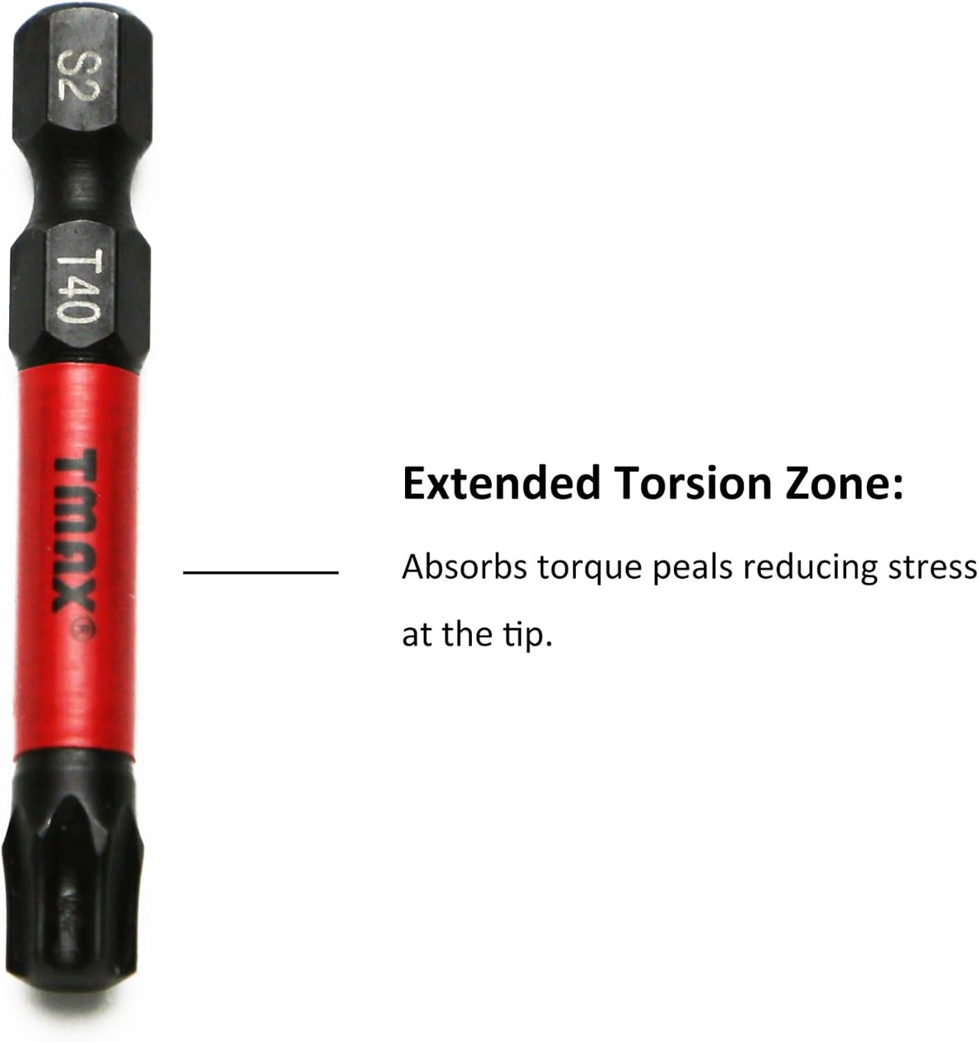TMAX 25 pc T40 Torx Star 6 Point T-40 Black High Torque Impact Screwdriver Insert Bits Set S2 Steel Torsion Resistant, 2 Inch Long, 1/4 Inch Hex Shank with Quick Release Slot