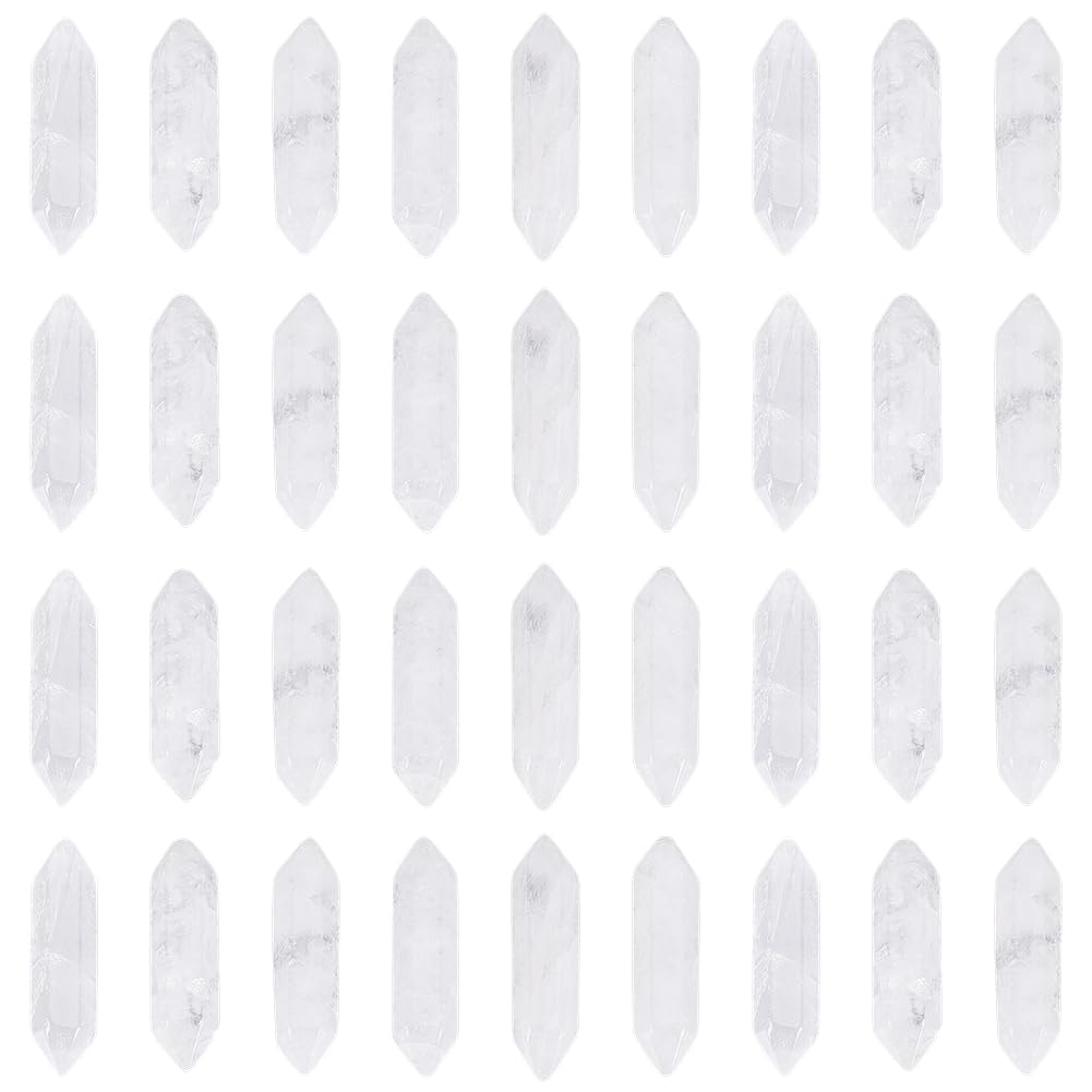 OLYCRAFT 36Pcs cristaux de Quartz clair pointes Quartz naturel pointes cristal Hexagonal terminée doubles bagulettes Point Pierre gemme décor bricolage artisanat collier fabrication bijoux -30x9x9mm