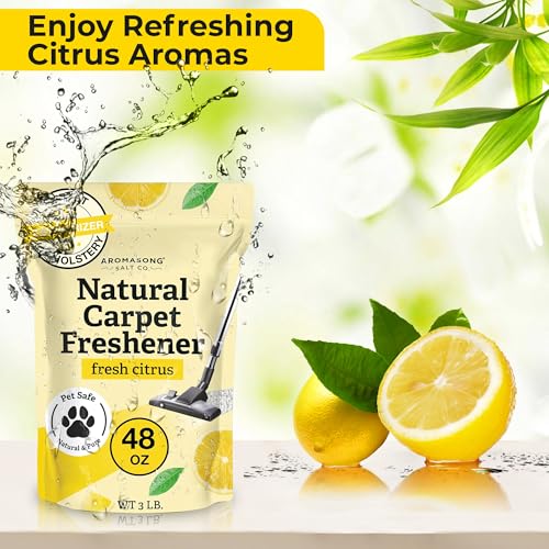 Aromasong Carpet Deodorizer Powder- 2-PACK - 100% Natural Citrus Carpet Freshener - Safe For Pets - Carpet Powder For Vacuuming - Effective Pet Odor Eliminator For Strong Odor & Pet Urine 13 Oz.